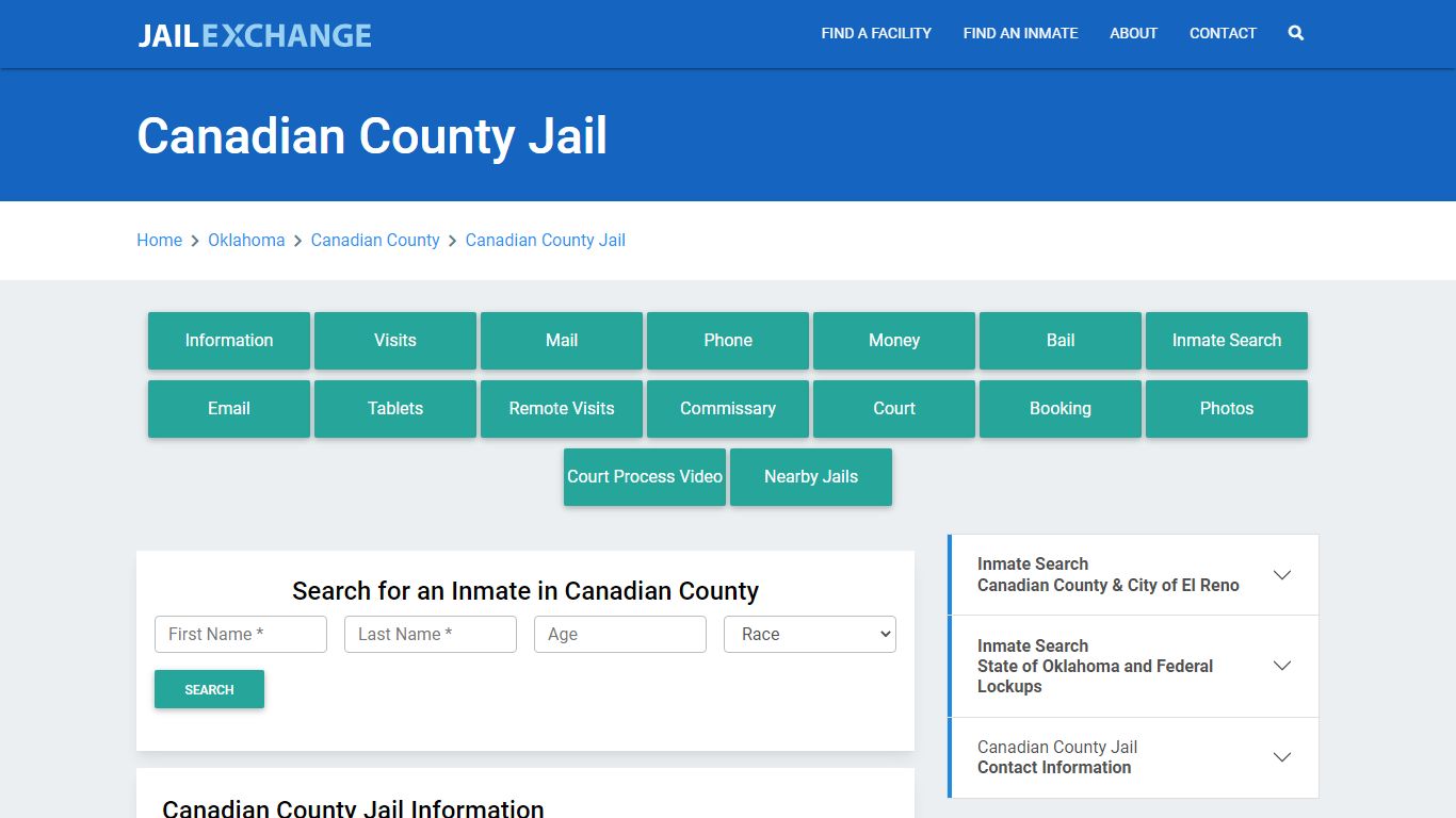 Canadian County Jail Roster Lookup, OK, Inmate Search