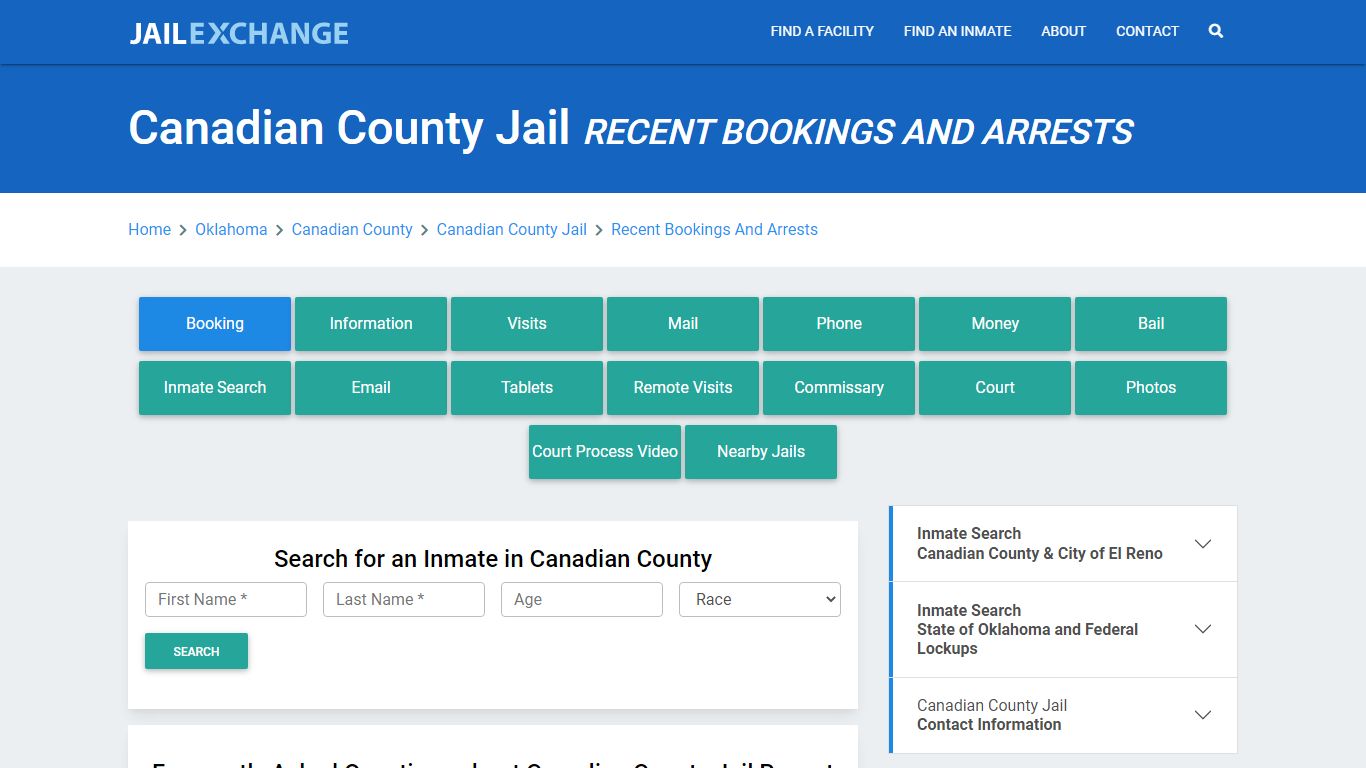 Canadian County Jail Recent Bookings And Arrests - Jail Exchange