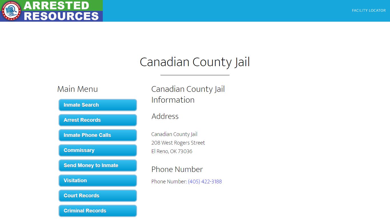 Canadian County Jail - Inmate Search - El Reno, OK